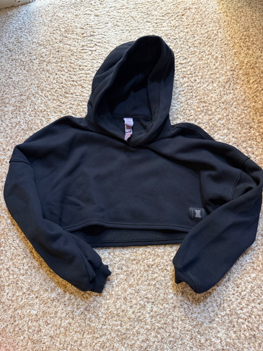 Savage X Fenty Women's Essential Fleece Pullover Hoodie AP2 Black Caviar small